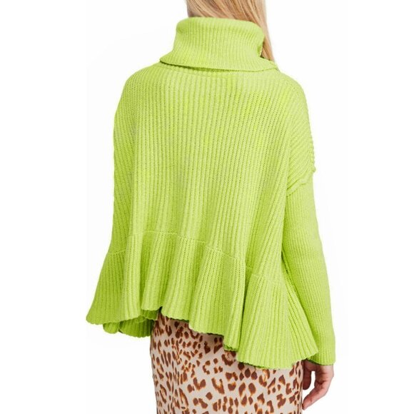 Free People Layer Cake Key Lime Green Turtleneck Knit Sweater - Picture 2 of 10